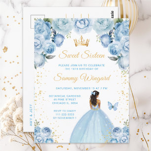 Light Blue Dark Skin Princess 16 . Geburtstag Postkarte