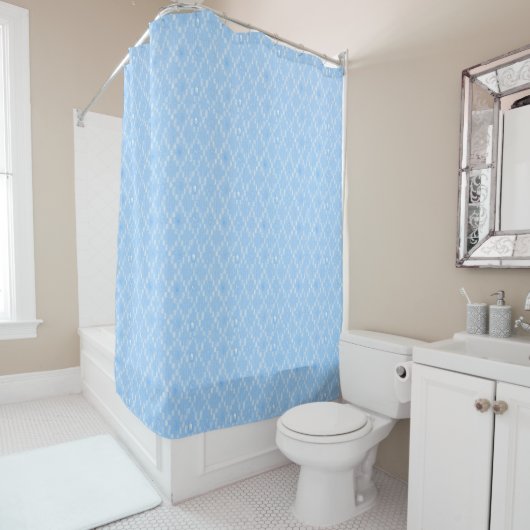 Light Blue Diamond Muster Print Duschvorhang (Beispiel)