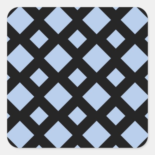 Light Blue Diamonds auf Black Quadratischer Aufkleber (Vorderseite)