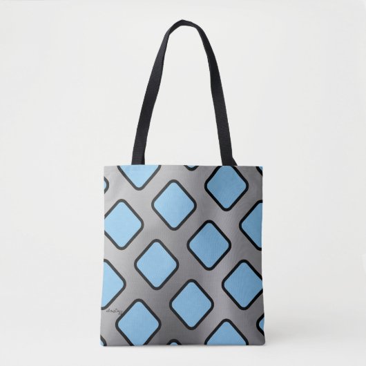Light Blue Diamonds auf Silver Background Tasche (Vorderseite)