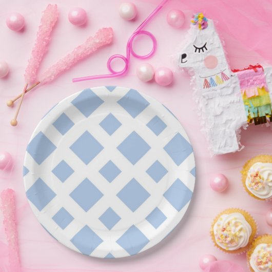 Light Blue Diamonds auf White Pappteller (Party)