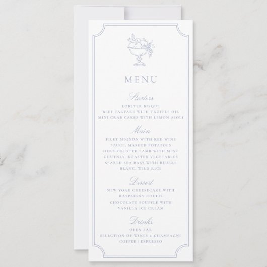 Light Blue Double Frame Wedding Menu Einladung (Vorderseite)