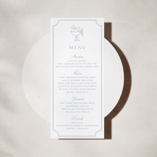 Light Blue Double Frame Wedding Menu Einladung