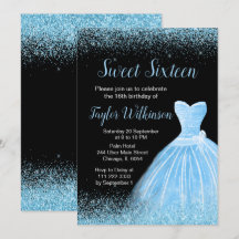 Light Blue Dress Imitate Glitzer Sweet 16 Birthday
