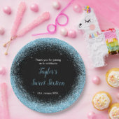 Light Blue Dress Imitate Glitzer Sweet 16 Birthday Pappteller (Party)