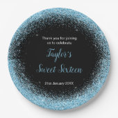 Light Blue Dress Imitate Glitzer Sweet 16 Birthday Pappteller (Vorderseite)