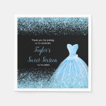 Light Blue Dress Imitate Glitzer Sweet 16 Birthday