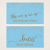 Light Blue Drinks Tickets mit Gold Confetti (Vorne & Hinten)