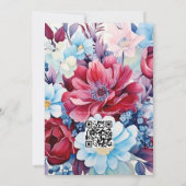 Light Blue, Dusty Blue und Burgund Floral Wedding Einladung (Rückseite)