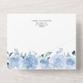 Light Blue Dusty Pastel Blume Floral Wedding RSVP All In One Einladung (Rückseite)