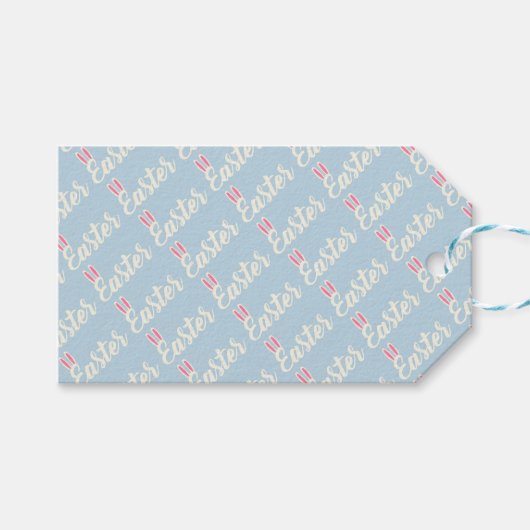 Light Blue “Easter” Script  Geschenkanhänger (Vorderseite (Horizontal))