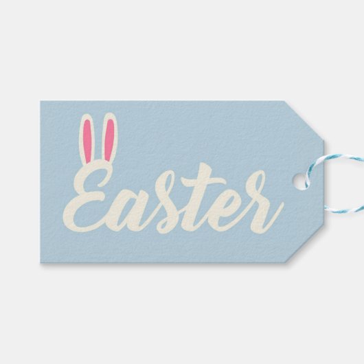 Light Blue “Easter” Script  Geschenkanhänger (Vorderseite (Horizontal))
