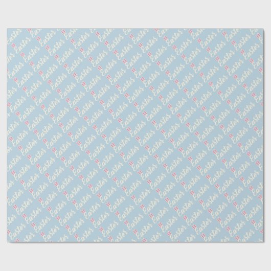 Light Blue “Easter” Script Wrapping Paper Geschenkpapier (Flach)