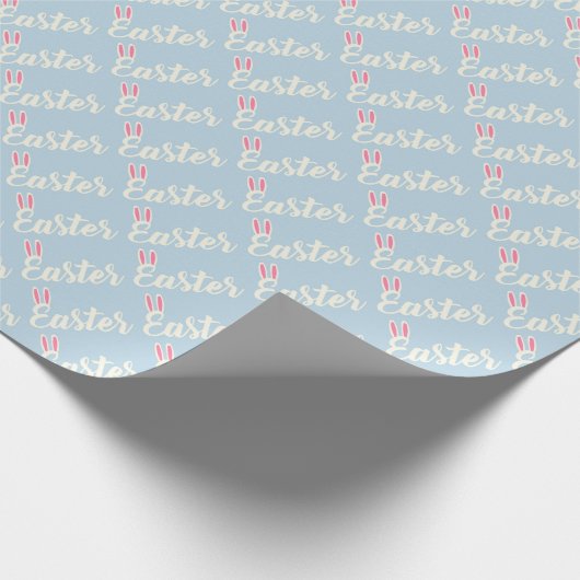Light Blue “Easter” Script Wrapping Paper Geschenkpapier (Ecke)