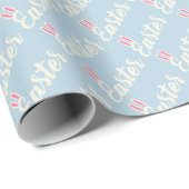 Light Blue “Easter” Script Wrapping Paper Geschenkpapier (Rolleneckpunkt)