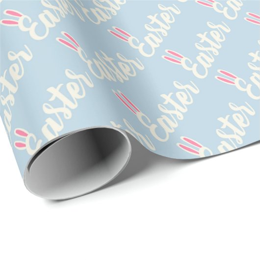 Light Blue “Easter” Script Wrapping Paper Geschenkpapier (Rolleneckpunkt)