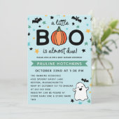 Light Blue ein kleines Boo Halloween Baby Dusche Einladung (Stehend Vorderseite)