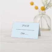 Light Blue Einfache, stilisierte Script-Hochzeit Platzkarte (Vorderseite)