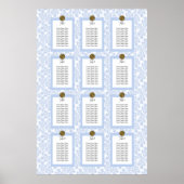Light Blue Elegant Floral Toile Seating Chart Poster (Vorne)