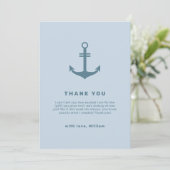 Light Blue Elegant Nautical Anchor Baby Dusche Dankeskarte (Stehend Vorderseite)