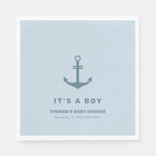 Light Blue Elegant Nautical Anchor Baby Dusche Serviette
