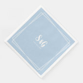 Light Blue Elegant Script Custom Initials Wedding Serviette (Ecke)