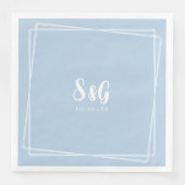 Light Blue Elegant Script Custom Initials Wedding Serviette (Vorderseite)