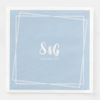 Light Blue Elegant Script Custom Initials Wedding