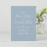 Light Blue Elegant Script Wedding Einladung