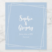 Light Blue Elegant Wedding Drinks Flasche Custom Weinetikett (Einzelnes Label)