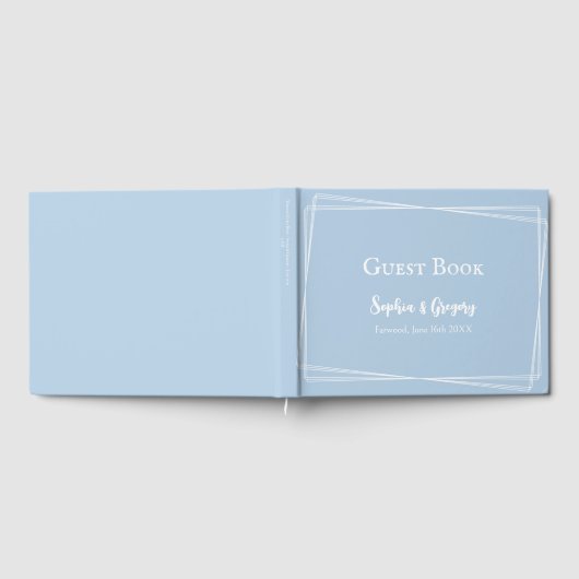 Light Blue Elegant White Script Custom Wedding Gästebuch (Voll)