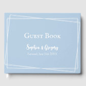Light Blue Elegant White Script Custom Wedding Gästebuch (Vorderseite)