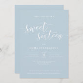 Light Blue Elegante 16 . Geburtstag Einladung (Vorne/Hinten)