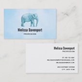 Light Blue Elephant auf Dreamy Blue Watercolor Visitenkarte (Vorne/Hinten)