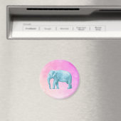 Light Blue Elephant on Dreamy Pink Watercolor Magnet (In Situ (Geschirrspüler))