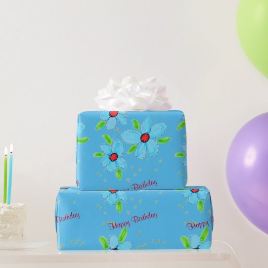 Light Blue Extravagant Flower Geschenkwrap Geschenkpapier (Partygeschenke)