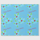 Light Blue Extravagant Flower Geschenkwrap Geschenkpapier (Flach)