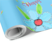 Light Blue Extravagant Flower Geschenkwrap Geschenkpapier (Rolleneckpunkt)