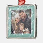 Light Blue Extravagant Script "Merry Christmas Fot Ornament Aus Metall (Links)