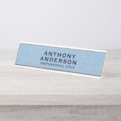 Light Blue Fabric Texture Schreibtischnamensplakette (Vorderseite )