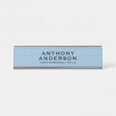 Light Blue Fabric Texture Schreibtischnamensplakette (Vorderseite )