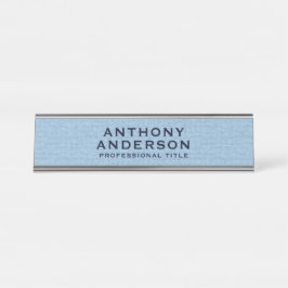 Light Blue Fabric Texture Schreibtischnamensplakette
