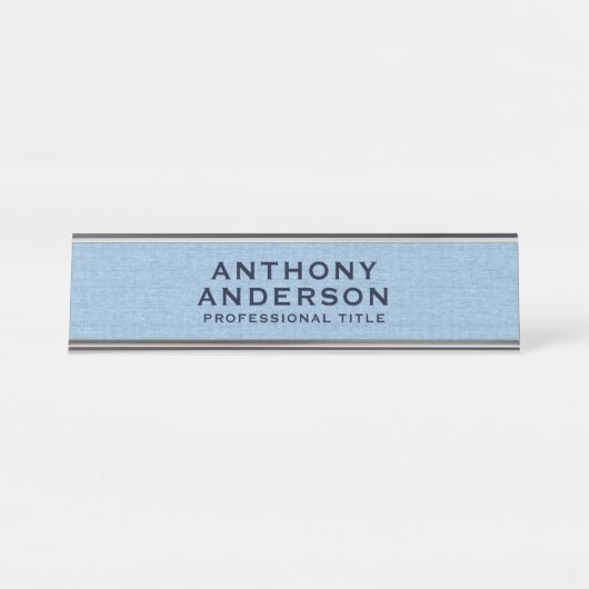 Light Blue Fabric Texture Schreibtischnamensplakette (Vorderseite )