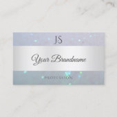 Light Blue Fine Sparkle Pearl Glitzer und Initials Visitenkarte (Vorderseite)