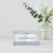Light Blue Fine Sparkle Pearl Glitzer und Logo Visitenkarte (Stehend Vorderseite)