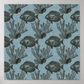 Light Blue Fish Sea Marine Corner Aquarium Rustic Poster (Vorne)