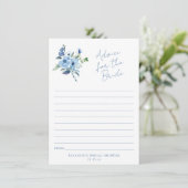 Light Blue Floral Advice for the Bride Card (Stehend Vorderseite)