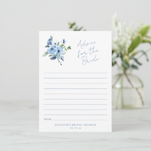 Light Blue Floral Advice for the Bride Card (Stehend Vorderseite)