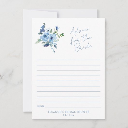 Light Blue Floral Advice for the Bride Card (Vorderseite)