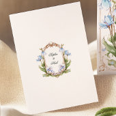 Light Blue Floral Art Nouvea Wedding Details Card